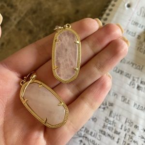 Rose quartz and gold earrings